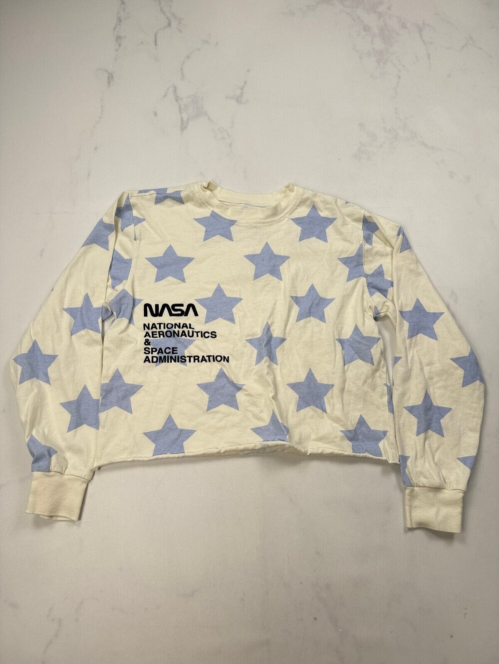 Mighty Fine NASA Sweatshirt Cream 90s VTG Graphic - Womens S